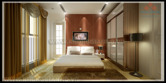 Thiết kế nội thất chung cư 113 Trung Kính - 3D Phòng ngủ Master